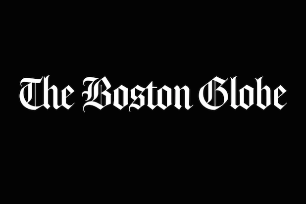 Logo for The Boston Globe on a black background.
